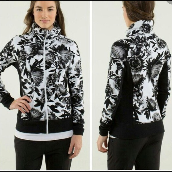 lululemon athletica Jackets & Blazers - LULULEMON Black White Scuba Bloom Stretch Floral